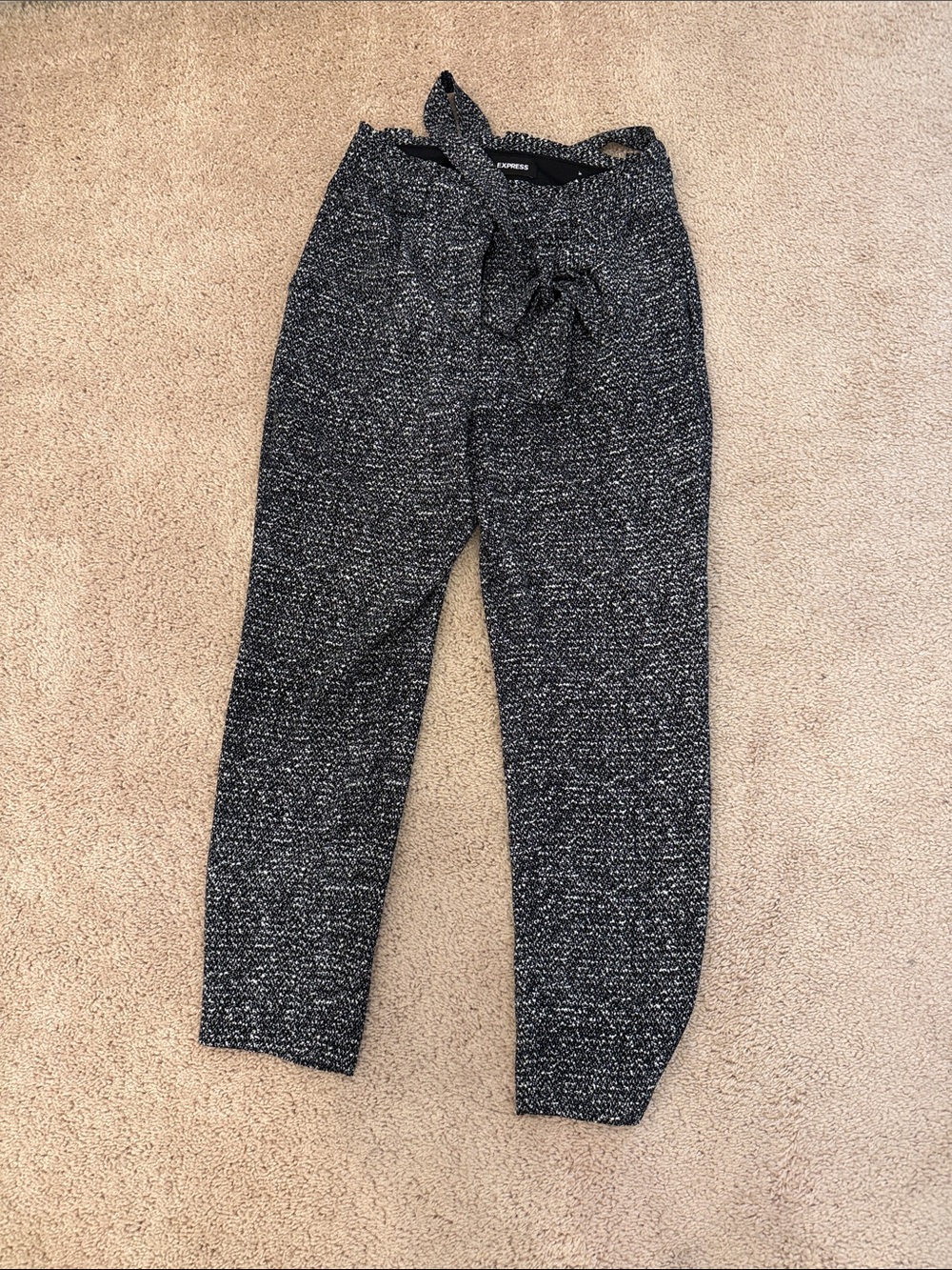 Express Black Speckle Paperbag Ankle Highrise